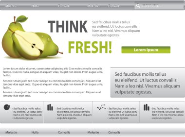 Vector grey-green website with pear clipart