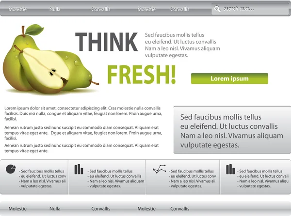 Vector sitio web gris-verde con pera — Vector de stock