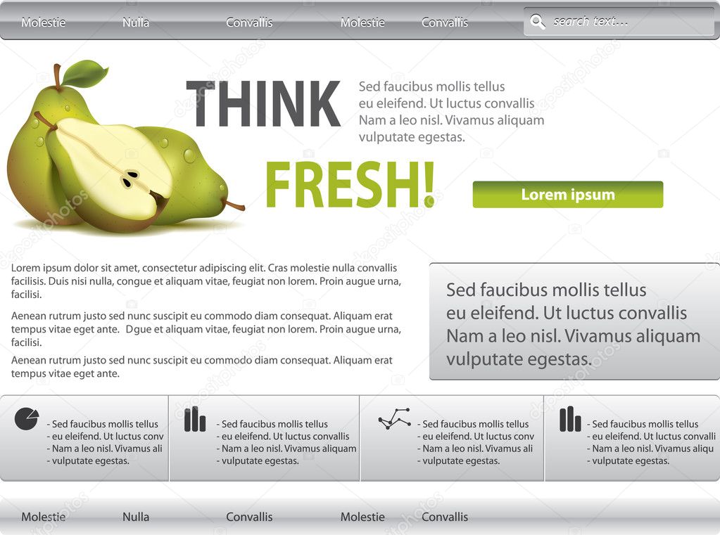 Vector grey-green website with pear