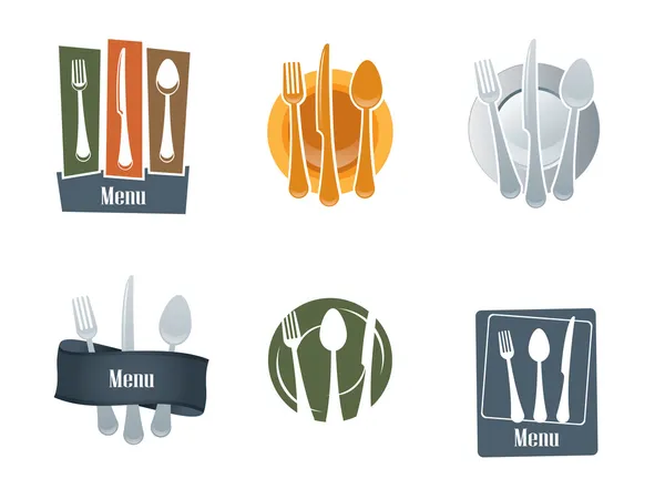 Logo del restaurante con cuchara y tenedor — Archivo Imágenes Vectoriales