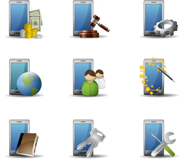 Conjunto de iconos de teléfonos móviles — Vector de stock