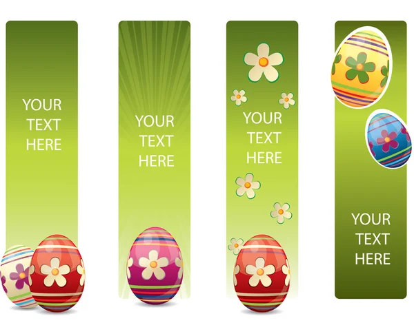 Velikonoční bannery s barevné velikonoční vajíčka — Stockový vektor