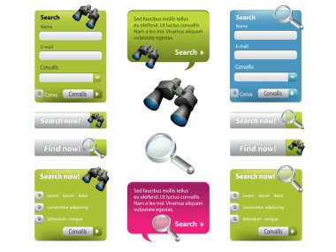 Search form with binocle and lens clipart