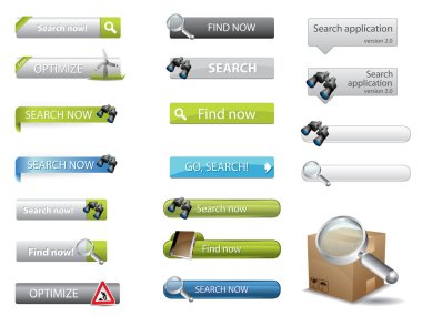 Search buttons for website search clipart