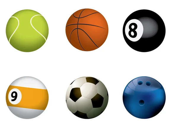 Ilustración vectorial de pelotas deportivas — Vector de stock