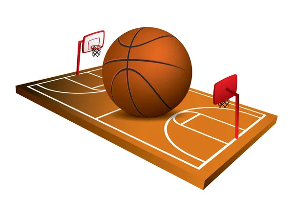 3d vector de campo de baloncesto — Vector de stock