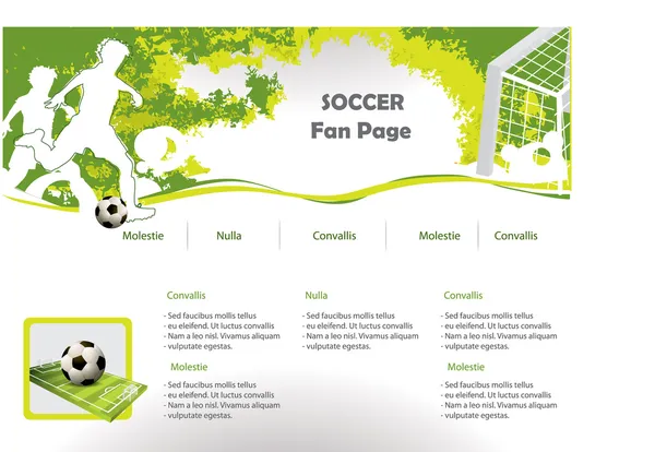 Modello di design del sito web di calcio — Vettoriale Stock
