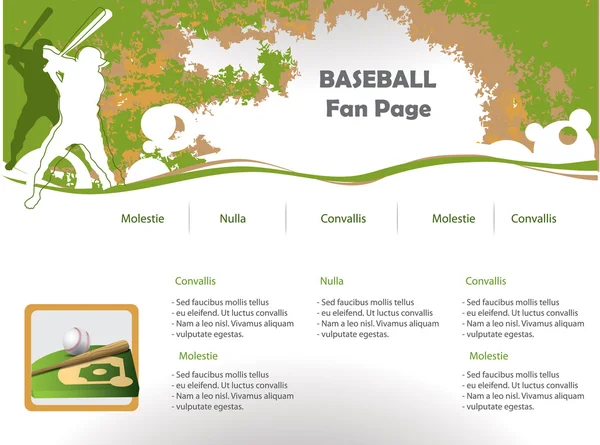 Szablon projektu witryny sieci web baseball — Wektor stockowy