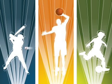 Sport player silhouette banners clipart