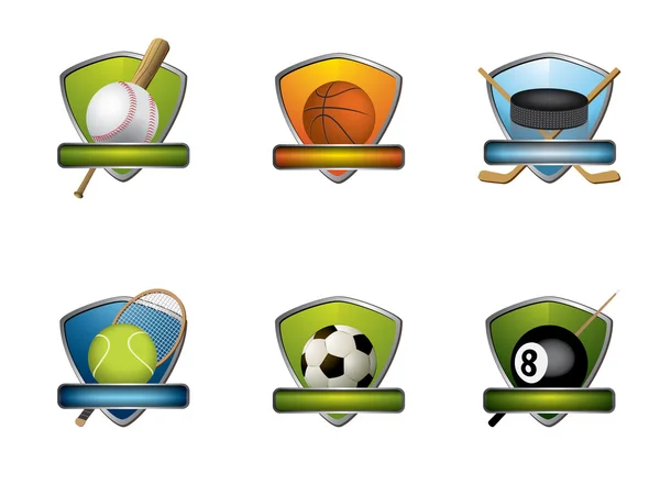 Distintivi sportivi e collezione di icone — Vettoriale Stock