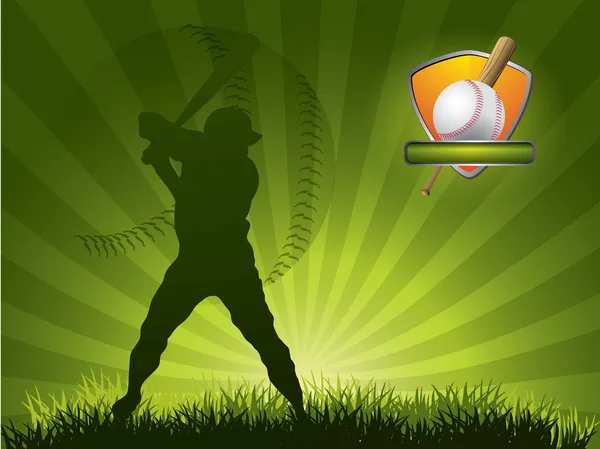 Бейсболист бьет по мячу палкой. — стоковый вектор