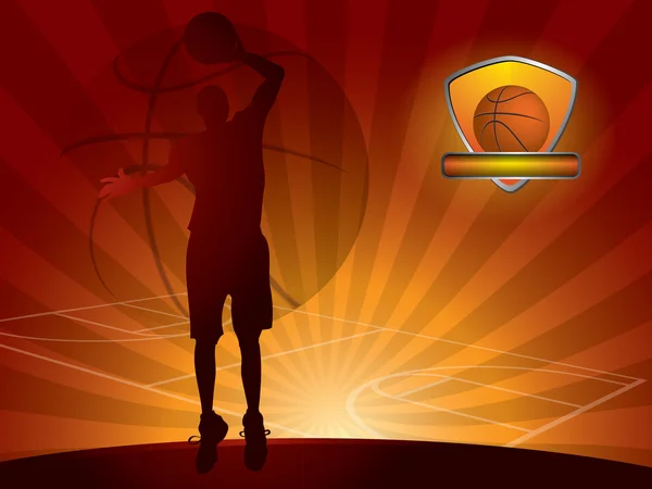 Баскетболист с мячом — стоковый вектор