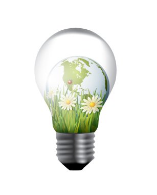 light bulb with green world inside clipart