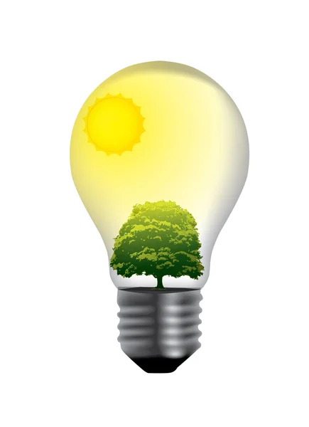 Ampoule avec monde vert à l'intérieur — Image vectorielle