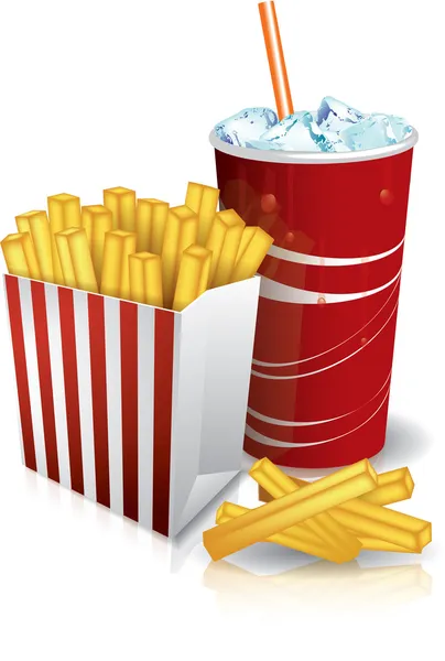 Junk food - french fries and soda — Stock Vector