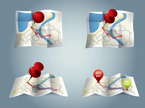 Icônes et signes GPS — Image vectorielle