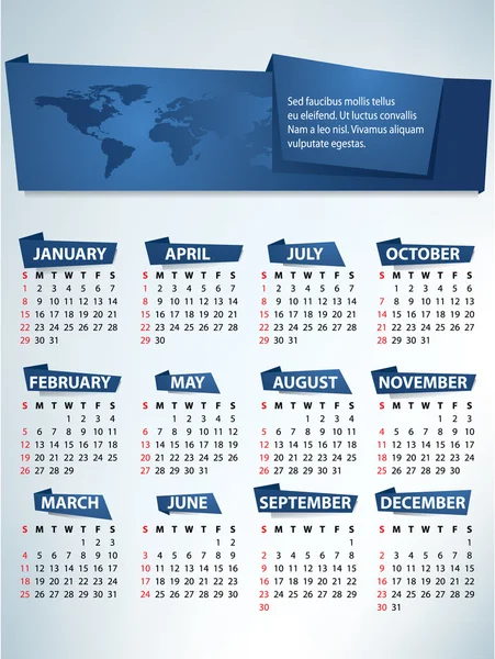 Calendario para 2012 vector — Vector de stock
