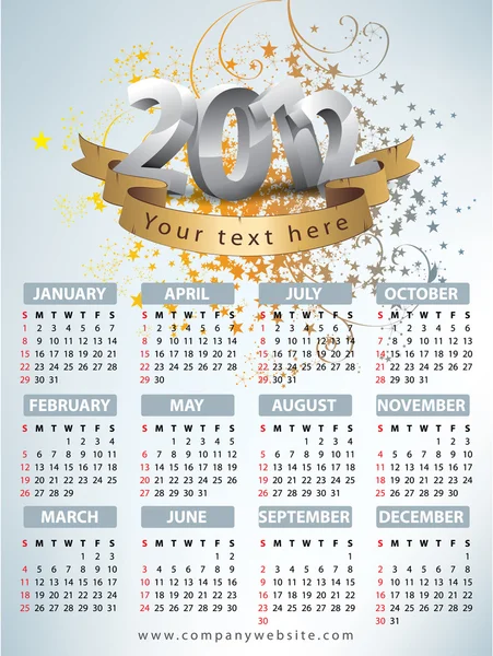 Kalender voor 2012 vector — Stockvector
