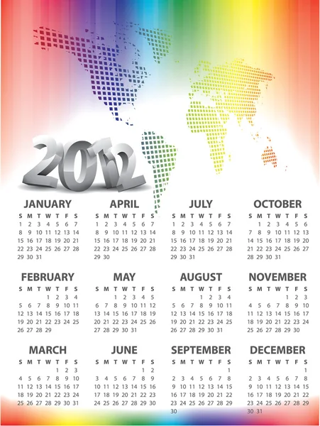Calendar for 2012 vector — Wektor stockowy