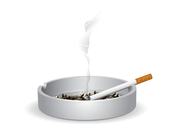 Cigarro iluminado está no cinzeiro —  Vetores de Stock