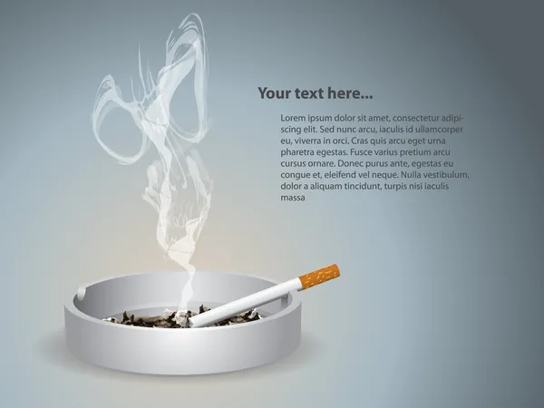 Cigarett belyst är på askkoppen — Stock vektor