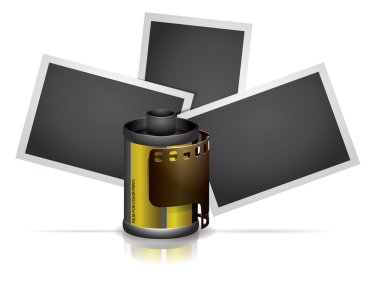 Camera roll film with photos clipart