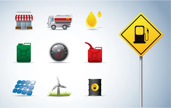 Symbole für Benzin, Öl und Energie — Stockvektor
