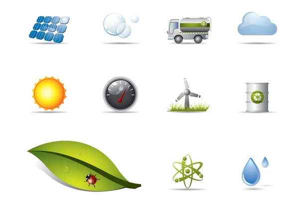 Iconos de energía y energías renovables — Archivo Imágenes Vectoriales