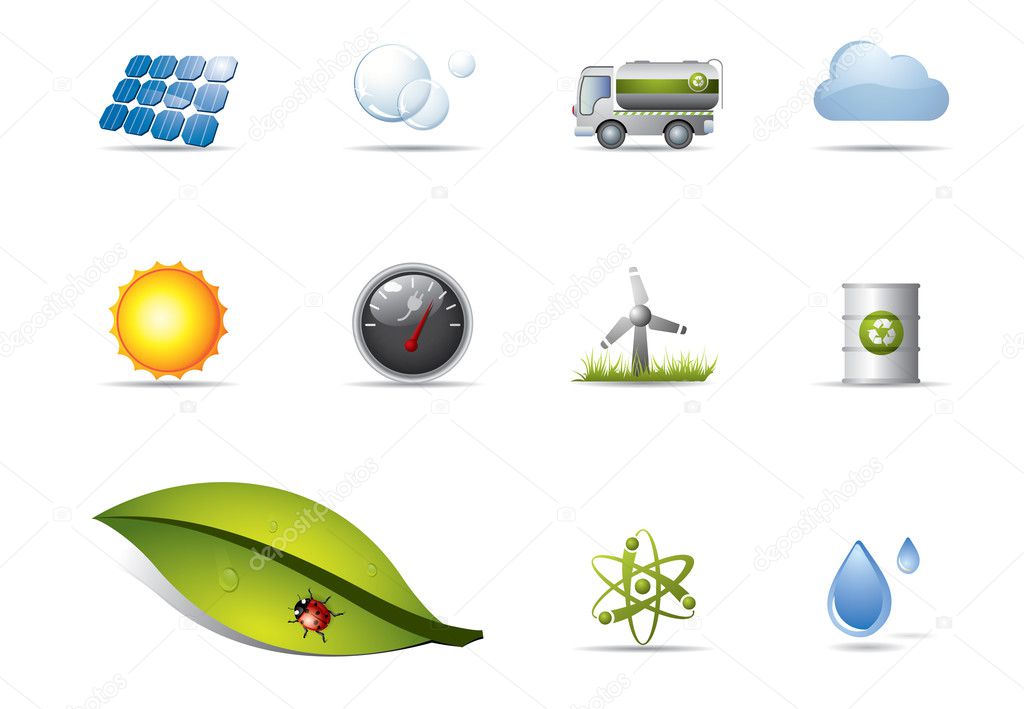 Power and renewable energy icons
