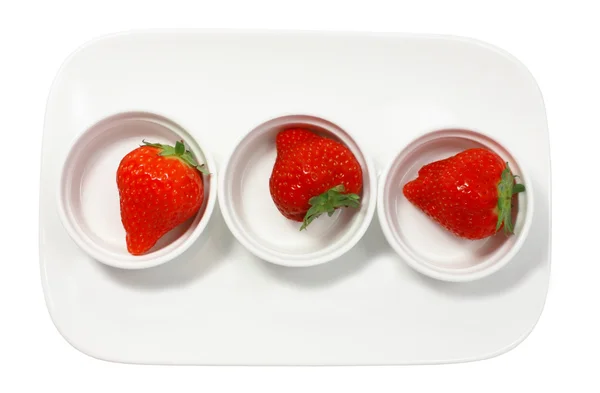 Three fresh juicy strawberry — Stock Photo, Image