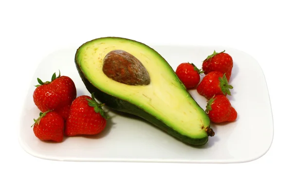 Avocado with strawberry — Stock Photo, Image
