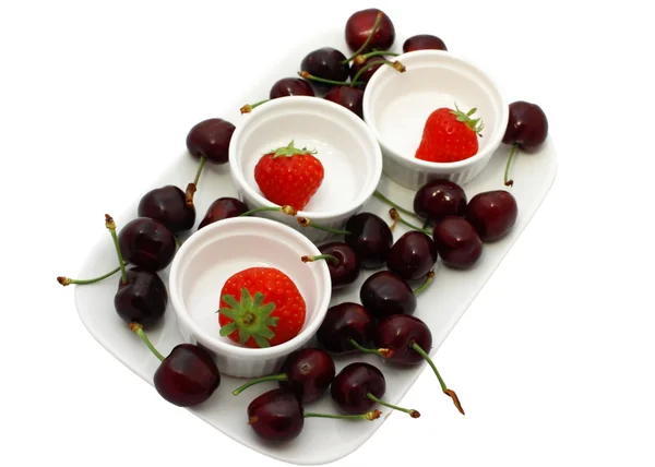 Aardbei en cherry — Stockfoto