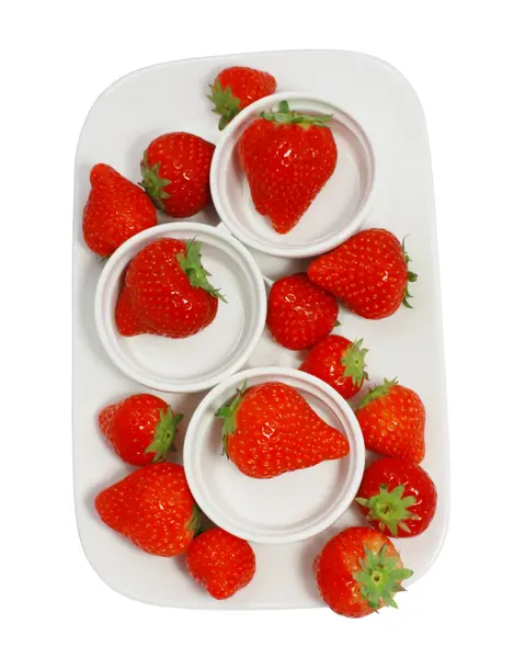 Many strawberries on the dish — Stock Photo, Image