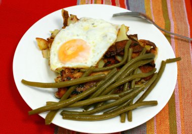 French bean and scrambled egg on the plate clipart