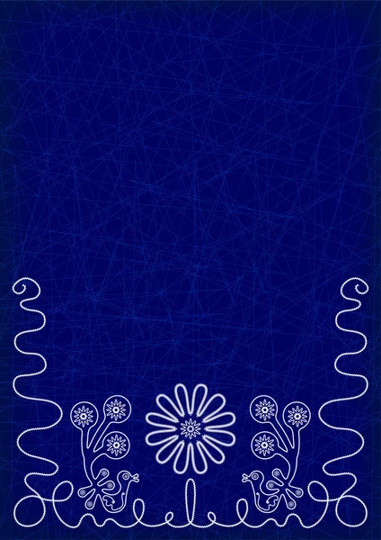 刺繍の要素を持つ深い青色の背景色 — ストックベクタ