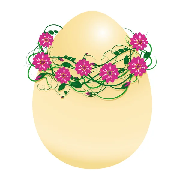 在一个花圈鲜花鸡蛋矢量插画 — 图库矢量图片