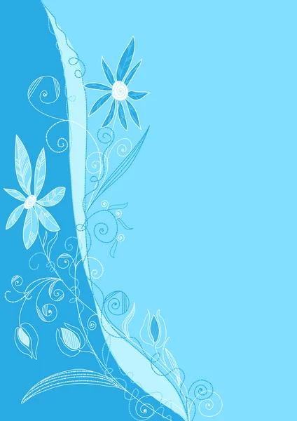 Sfondo con una disposizione floreale in un blu — Vettoriale Stock