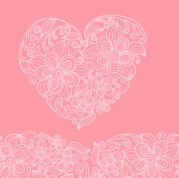 Vackra hälsning blommigt hjärta — Stock vektor