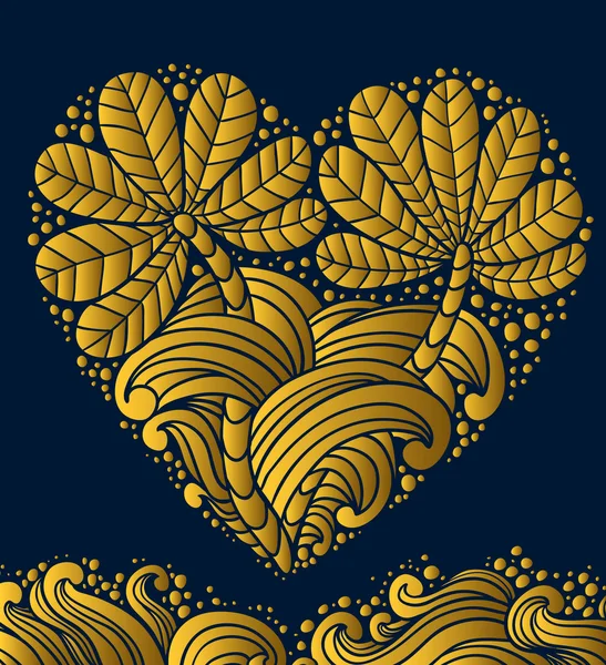 Corazón emblema de oro — Vector de stock