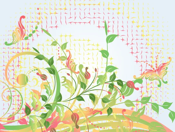 Fond floral avec des papillons — Image vectorielle