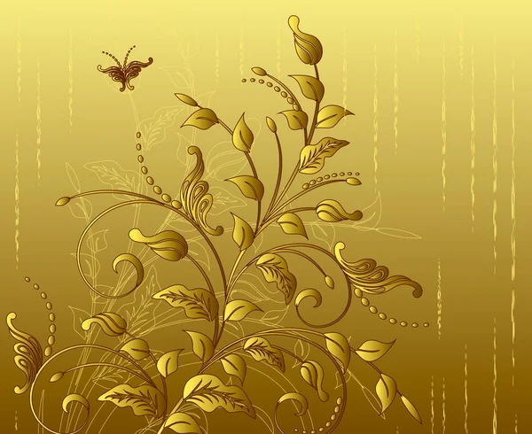 Fondo floral dorado — Archivo Imágenes Vectoriales