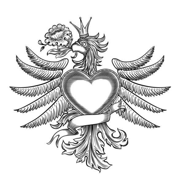 Emblema preto e branco com a águia —  Vetores de Stock