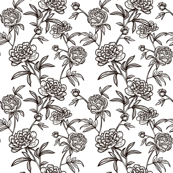 Fleur motif sans couture avec pivoines — Image vectorielle