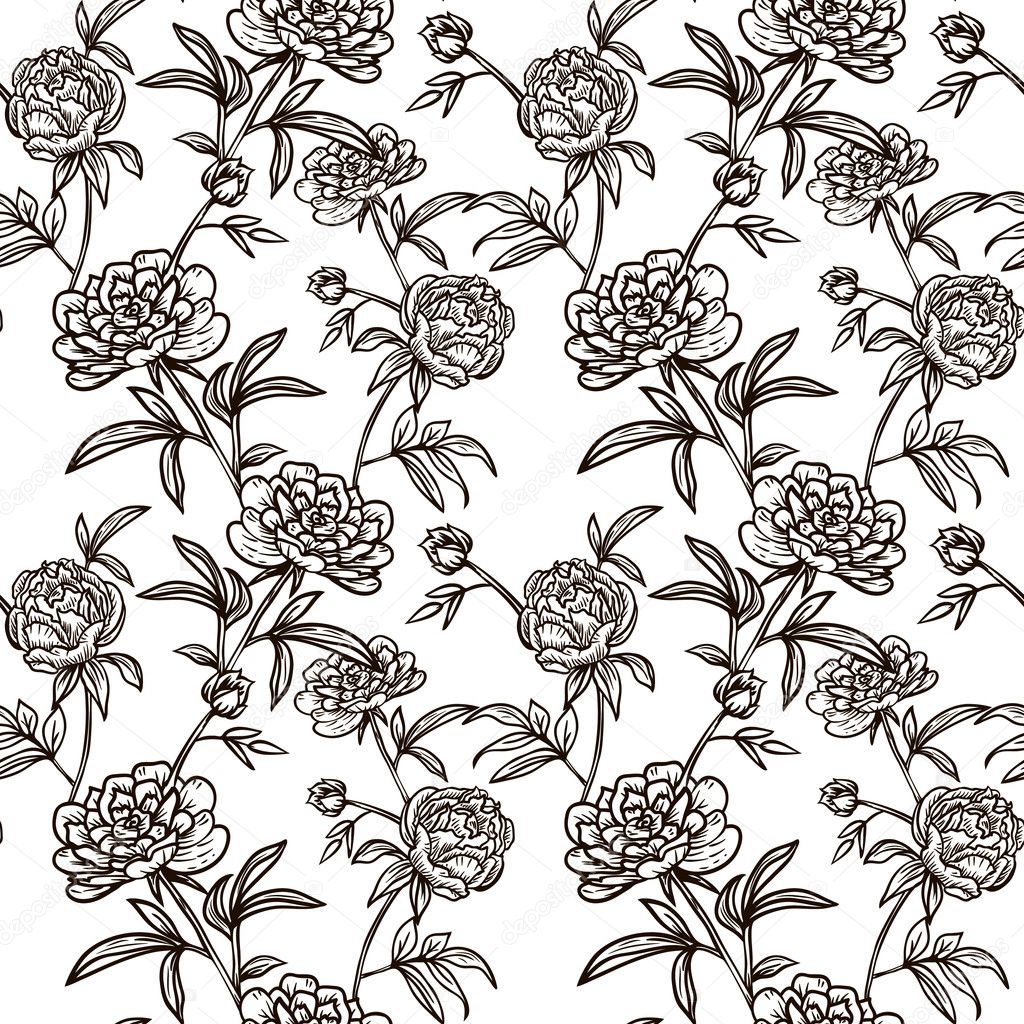 Flower seamless pattern with Peonies