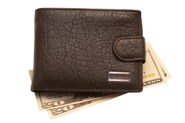 Brieftasche mit Geld isoliert auf weiß — Stockfoto