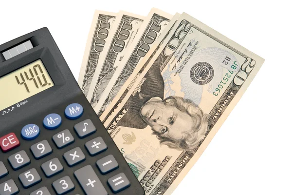Kalkulačka a peníze — Stock fotografie