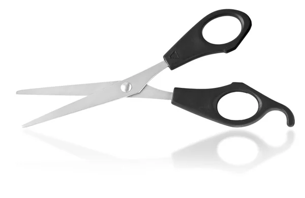 Nůžky s černým plastové čelisti — Stock fotografie