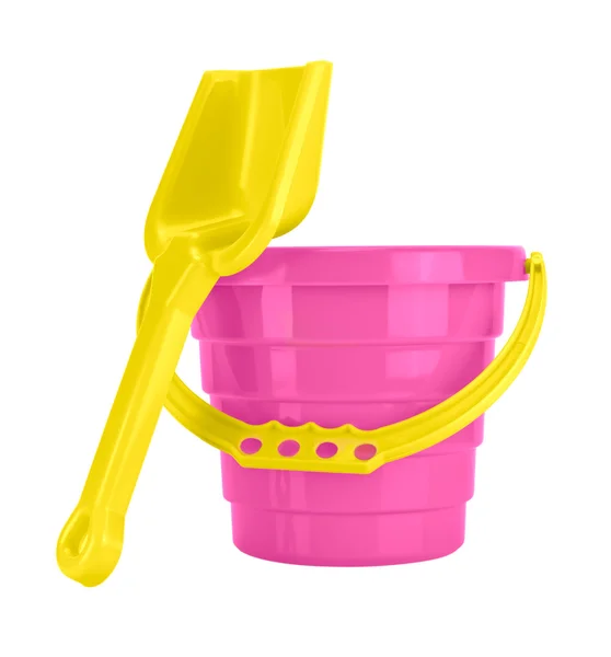 Dětský písek kbelík a rýč — Stock fotografie