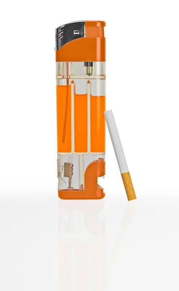 Encendedor grande y cigarrillo . — Foto de Stock