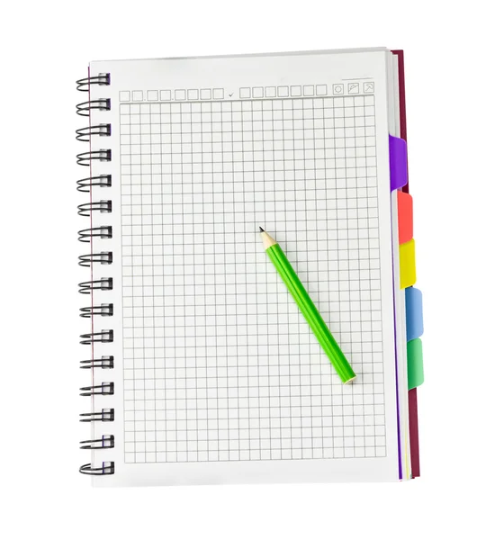 Abra o bloco de notas e a caneta . — Fotografia de Stock